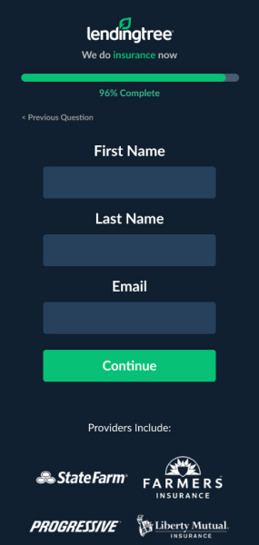 LendingTree Form Contact Information