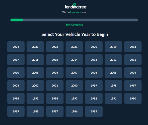 LendingTree Form Vehicle Information